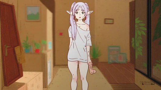 Frieren yapış yapış döl içinde kaldı ve götten sikildi! Stark, Fern Hentai, çizgi film, parodi!