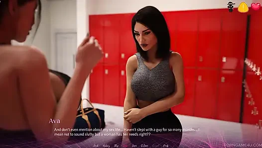 Susamış orta yaşlı seksi kadın spor salonu soyunma odasında evli arkadaşını baştan çıkarıyor - ofis - bölüm 4 - hasarlı coda - porno oyunu 4u