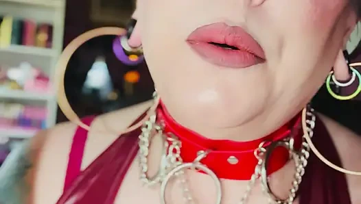 Leather Clad Tina Snua Smoking A Cigarette With Lots Of Dangles