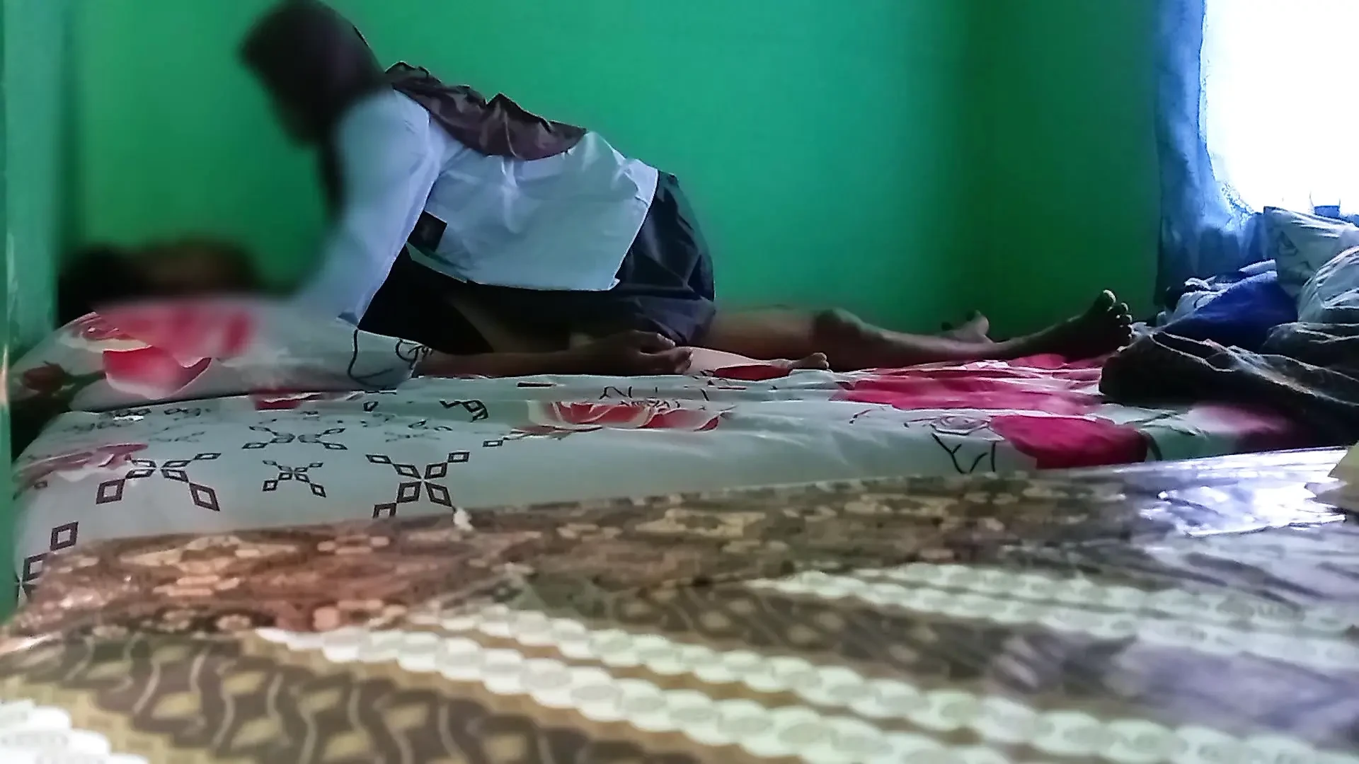 Teenage girl at school in her own family's entot on her way home from school