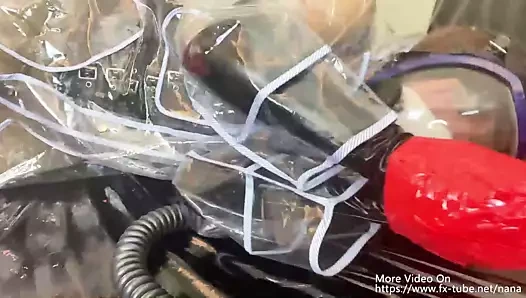 nana şeffaf yağmurluk ve mayo bant esaret orgazm