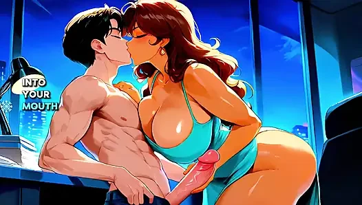 Büyük memeli latin orta yaşlı seksi kadın işten sonra sert sikiliyor - ai generated