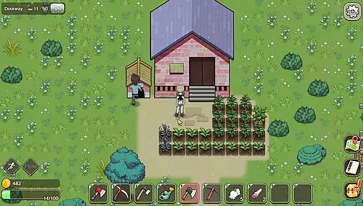 Village Rhapsody - inek bir kızın edepsiz büyük göğüslerini sağıyor