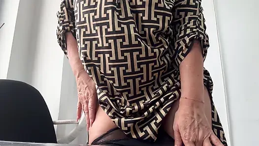 Naughty sexy milf shows off in the morning in the office