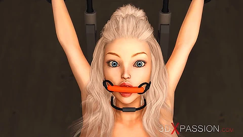 Sıcak dickgirl sikikleri bir seksi genç sarışın içinde kısıtlamalar içinde laboratuar