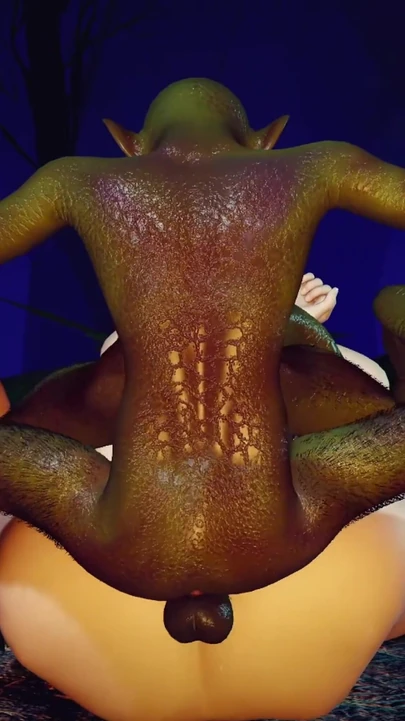 3D симпатичная худенькая азиатская шлюшка занимается сексом в тройничке с двумя монстрами с большим членом