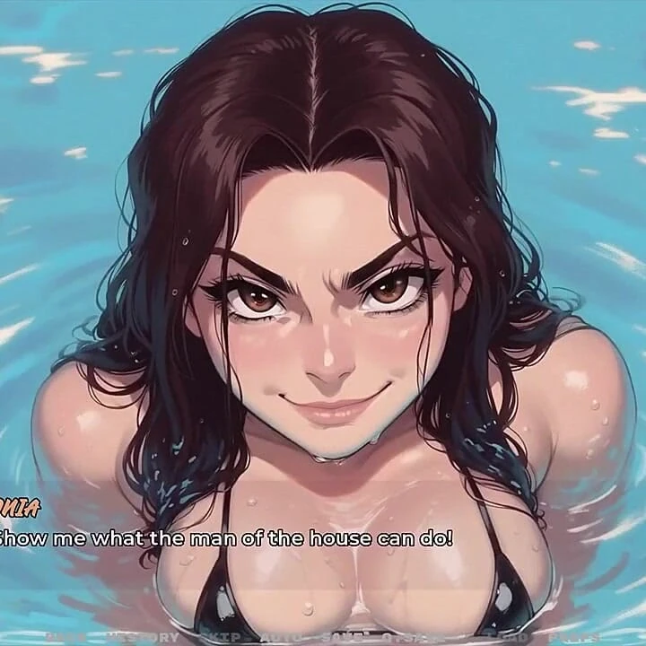 Yeni Kız Arkadaşım [ Tabu Hentai Oyunu ] Bölüm 52 Komşumun Kayınvalidemin Önünde Havuzda Masaj Yapıyorum!
