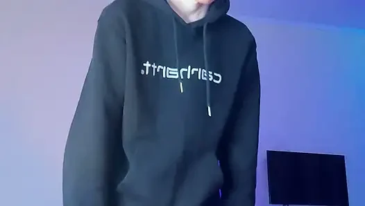 Skinny Boy Holding Back a Huge Cumshot Until It Hurts
