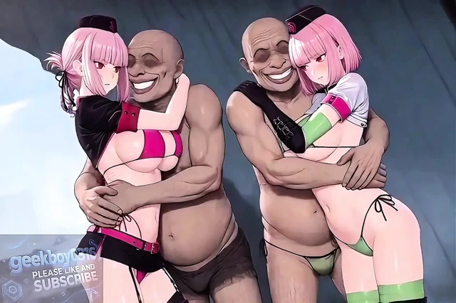 hot sexy bikini girl do her job for ugly old man - very long french kiss, sex, ejaculation