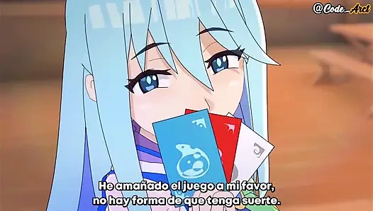 Aqua challenges kazuma and gets fucked
