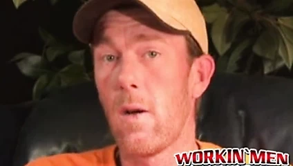 Mature amateur gay strips after an interview and jerks off