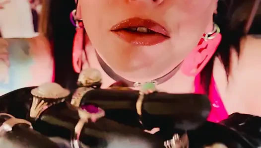 18 Rings & Latex Gloves! Miss Tina Snua Smoking 2 Cork Cigarettes For Her Glove Fan! - Smoker OMI OME Snap Inhales Drifting