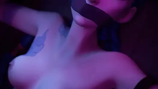 Orgazm misyoner pozisyonunda dövmeli mavi saçlı kız!