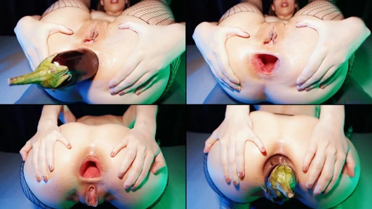 Büyük patlıcan (anal, sert, genişletme, yakın çekim, domaltmalı, büyük oyuncak)