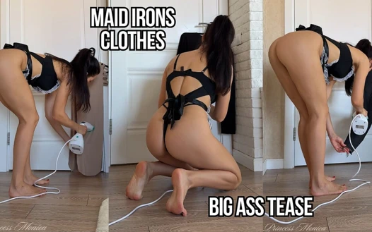 Hizmetçi seni memnun etmek ve kıyafetlerini ütülemesi için eğiliyor