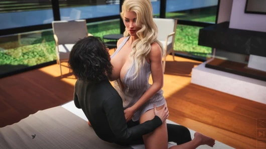 The Synthetic Part 10 By Carbon - Busty MILF Gives Horny Guy a Handjob, Big Cock Cumshot