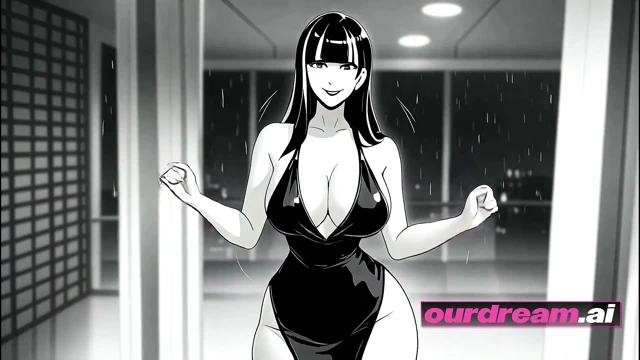 ourdream - Siyah Beyaz Çekim: Bir Femme Fatale Ofis Kulesinde Mesai Sonrası Anlaşmayı Kapatıyor