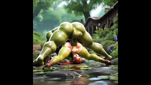 Yapay zekalı Fiona Shrek Futa Ogre bataklıkta aldatıyor seks partisi