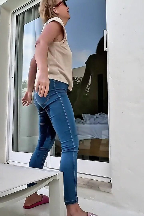 Locked Outside I Couldn't Hold It & Wet My Jeans by the Pool