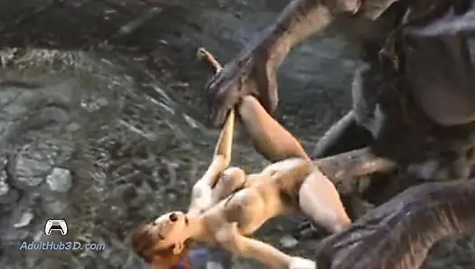 Aşırı sahnede canavar yarakla genişletilen sıkı delik