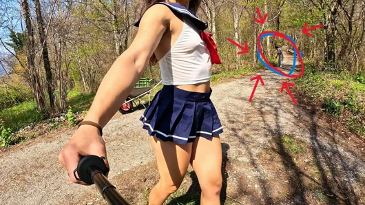 I am discovered by a gardener while walking in the countryside in my schoolgirl dress!