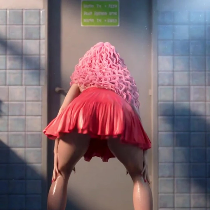 She dances with her hands on her knees