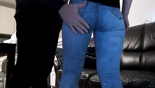 Milf girfriend fingering in jeans and through panties