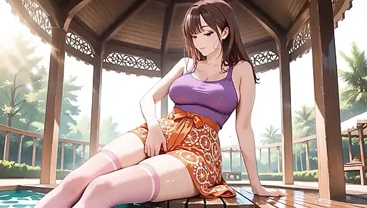 Big Tits Hentai Beauty Bounces Passionately on Tropical Porch - Dripping Wet!