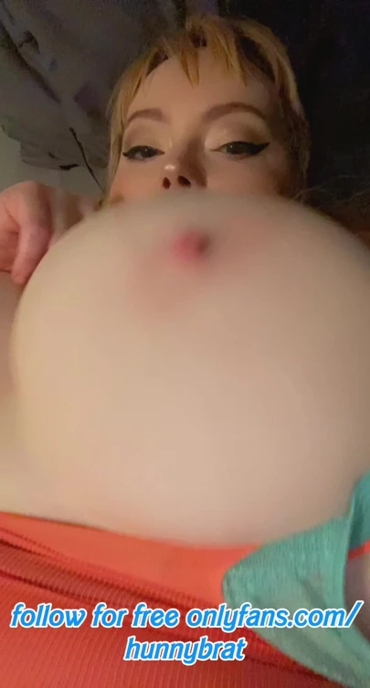 Bouncing my huge tits laying in bed