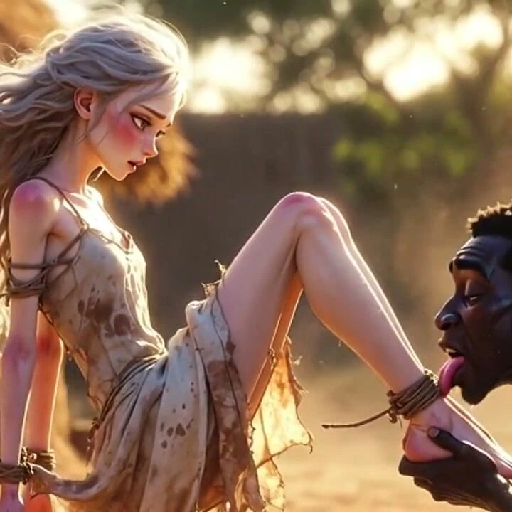 Kölelikte Beyaz Kadın - Afrikalı Adam Tutkulu Ayak Yalama