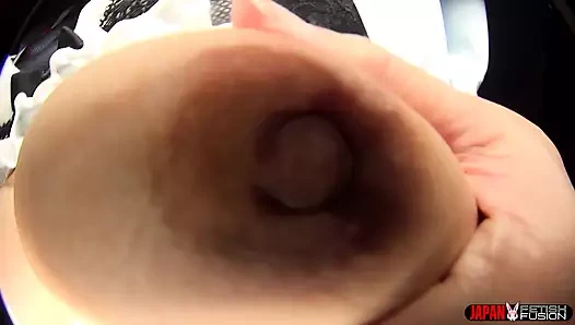 Bakış açısı edepsiz konuşma sanal meme ucu mastürbasyonu - kovboy kız pozisyonunda Reia Hoshino'nun meme ucu doruk noktası