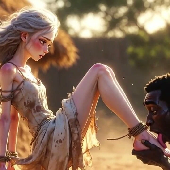 Kölelikte Beyaz Kadın - Afrikalı Adam Tutkulu Ayak Yalama