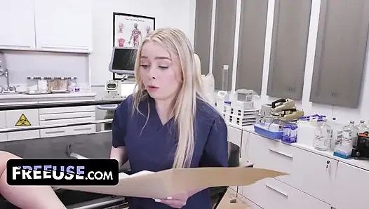 Tombul orta yaşlı seksi kadın Haley Spades ve Missa Mars sapık doktordan özel muamele alıyor