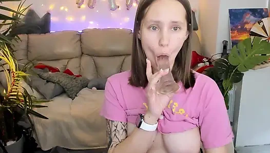 18 year old bitch shows off her deep whore blowjob skills