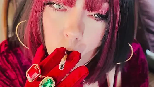 Kadife ve sigara! Tina Snua chain sigara içiyor 2 mantar 100 sigara - sürüklenen omi ome snap sigara içeni içine alıyor