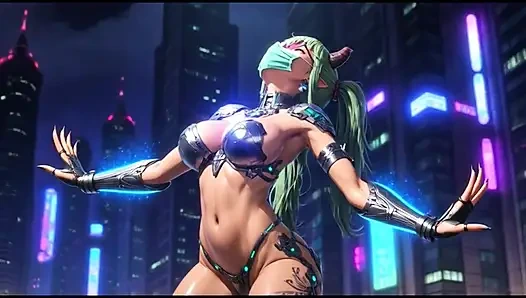 Cyberpunk kızları dans ediyor (ai animasyonu)