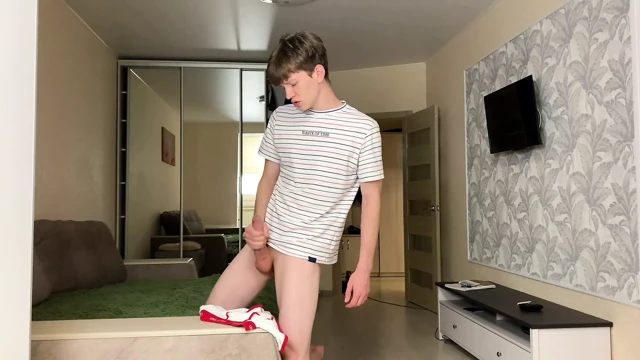 Young guy steals underwear sniffs  jerks off  cums