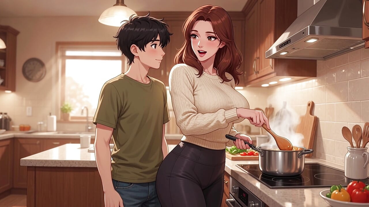 The stepson came back from university and he had a great time with his stepmom