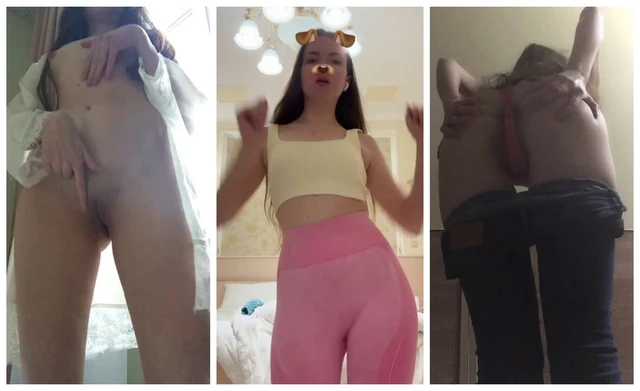 TikTok Compilation Part 5: Naked Brunette Dancing Without Lingerie, Short Skirt And Stockings, Thong, Striptease, Leggings, Trendy Dancing