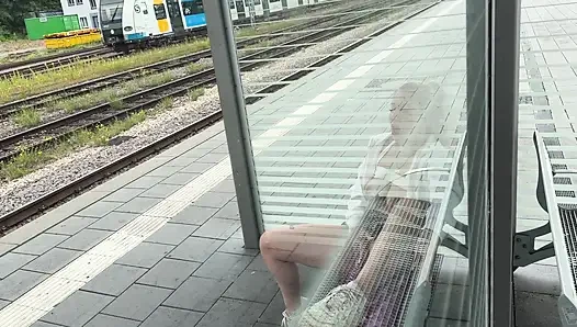 Horny slut makes it on the train track