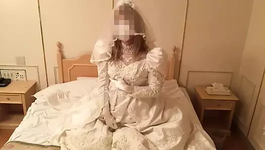 yatakta gelinlik mastürbasyon