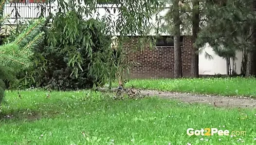 standup pissing içinde kamu tarafından sevimli sarışın