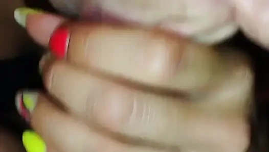 Harika sakso, ağza ve yüze boşalma