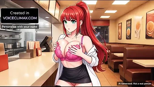 Fast food tezgahında çalışan kadın buharlı mastürbasyon talimatlarıyla beni baştan çıkarıyor - f4m joi animasyonlu