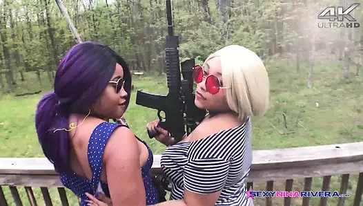 Layla Red takma yarakla arka bahçede Nina Rivera'nın amını domine ediyor