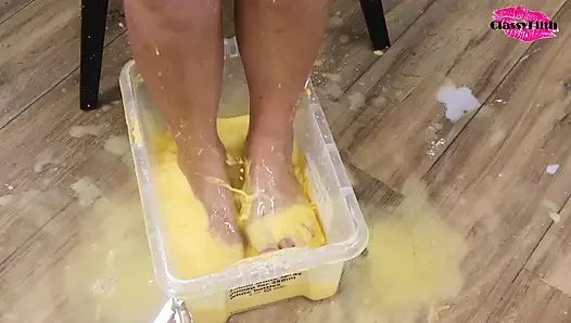 Classy Filth makes a portion of custurd with her feet!