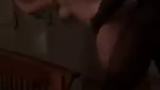 Cuckold jerks and cum while Bull pumped's her hotwife