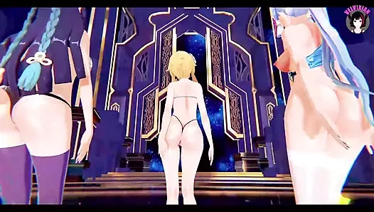 3 Cute Teens Dancing + Disappearing clothes + Sex (3D HENTAI)