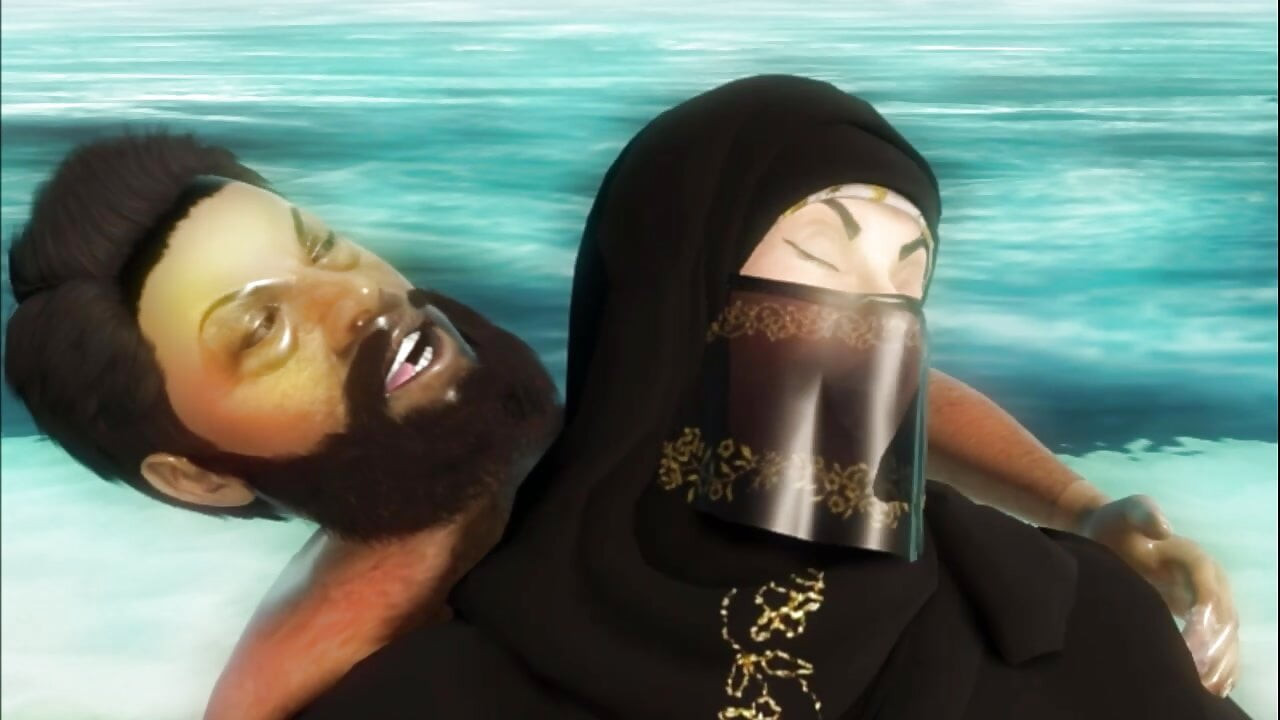 Şişman arap ile büyük memeler ve göt içinde bir burqua