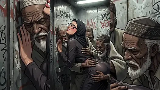 Tesettürlü Müslüman kızlar dar alanlarda çirkin piçler tarafından aşağılanmış ve grup seks yapıyor - tesettür dizisi bölüm 3